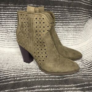 Olive Suede Ankle Boots